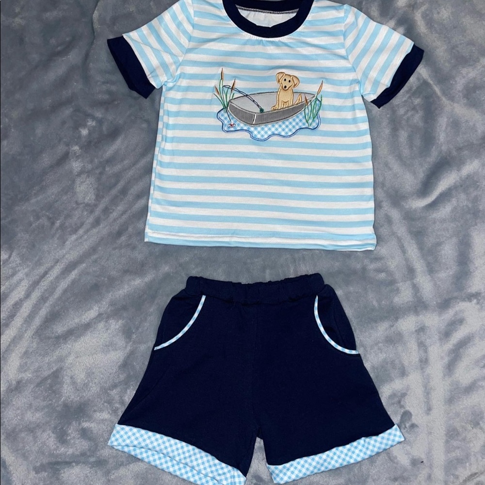 Boys short set appliqué